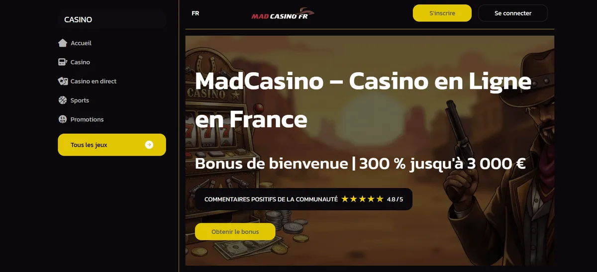 MadCasino homepage casino free spins sans depot